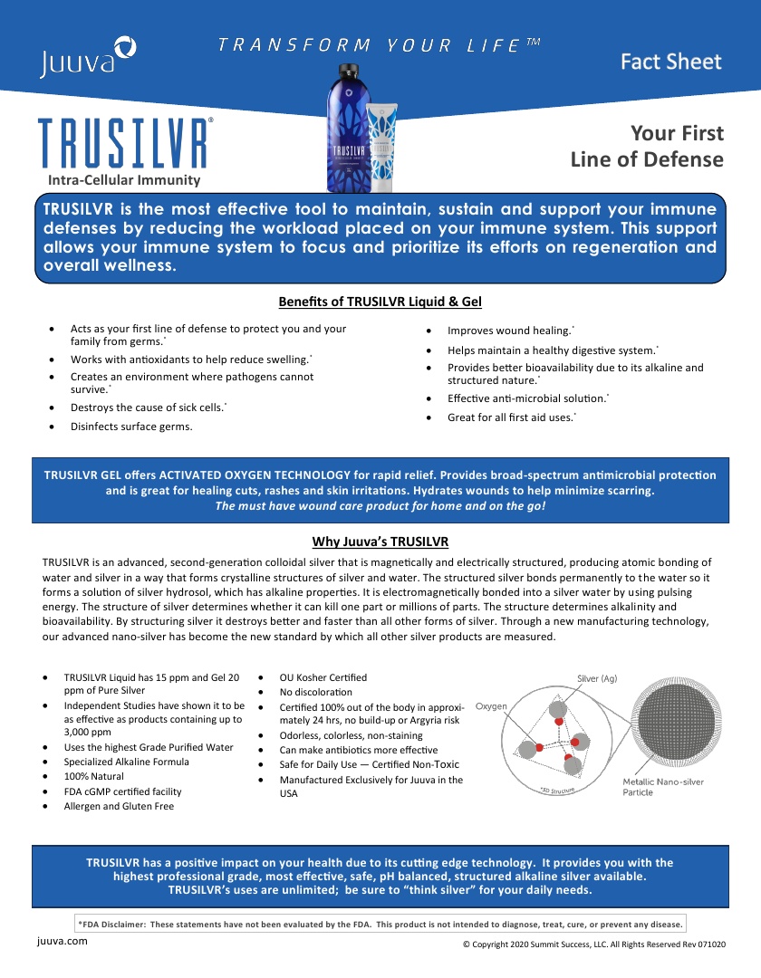 Juuva Trusilvr supplement Fact Sheet