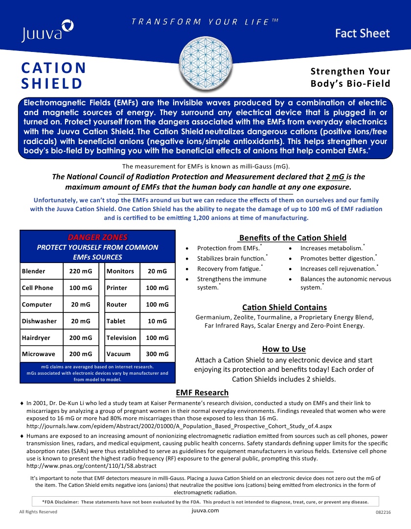 Juuva Cation Shield Fact Sheet