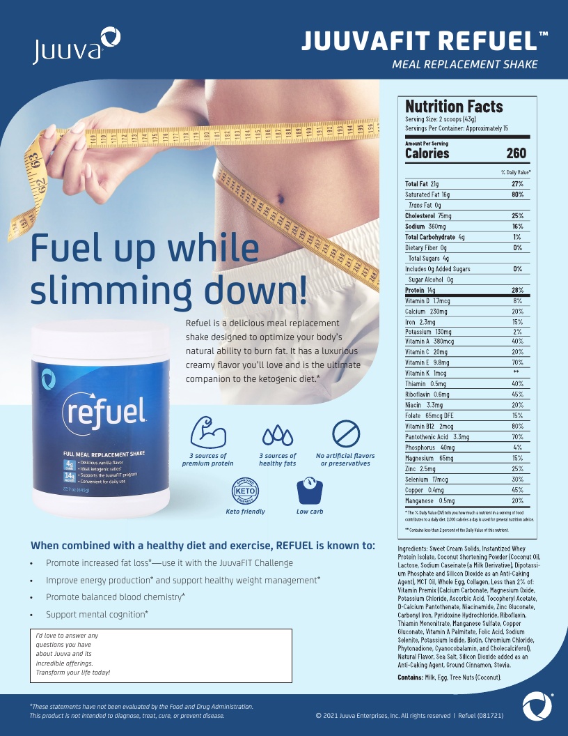 Juuva Refuel meal replacement Fact Sheet